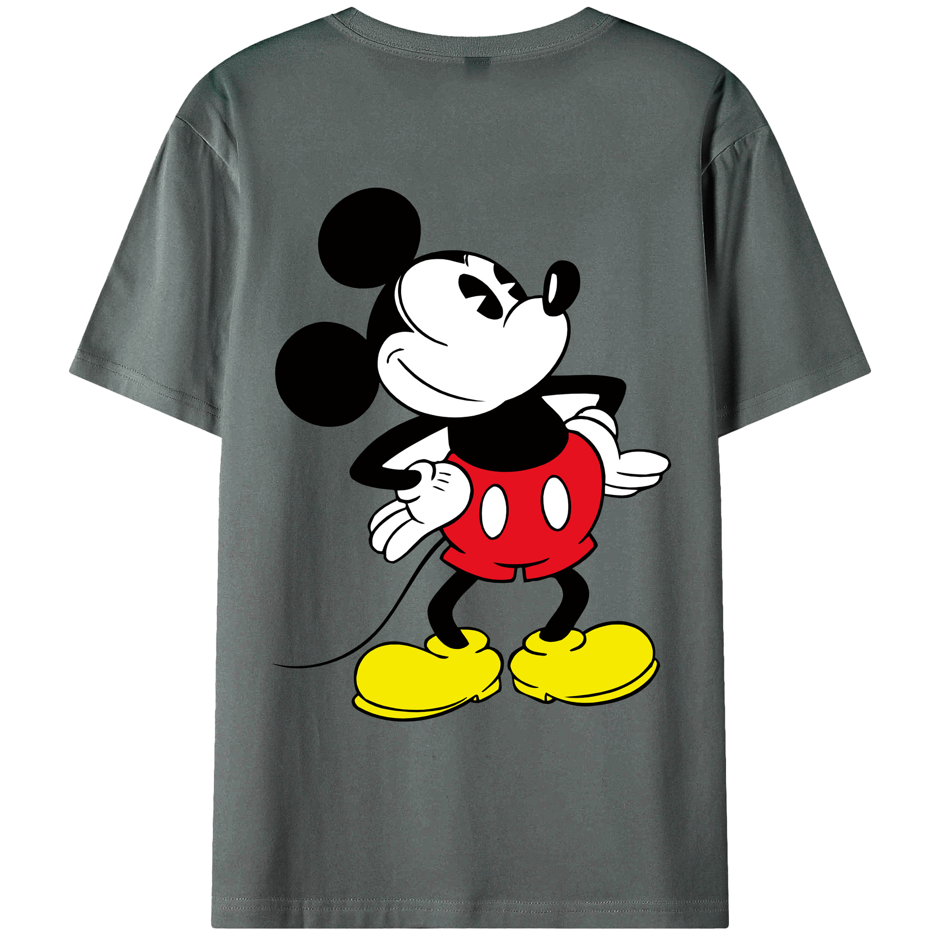 ミッキーマウス Mickey Mouse 綿100％ メンズ半袖Tシャツ（バックプリント） 通気性